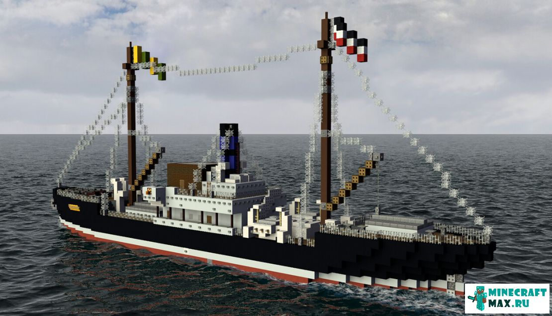 Как сделать модель корабля ss haserwild 1889 в Майнкрафт | Скриншот 3